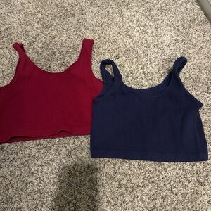 Cotton Candy Red and Blue Crop Tops